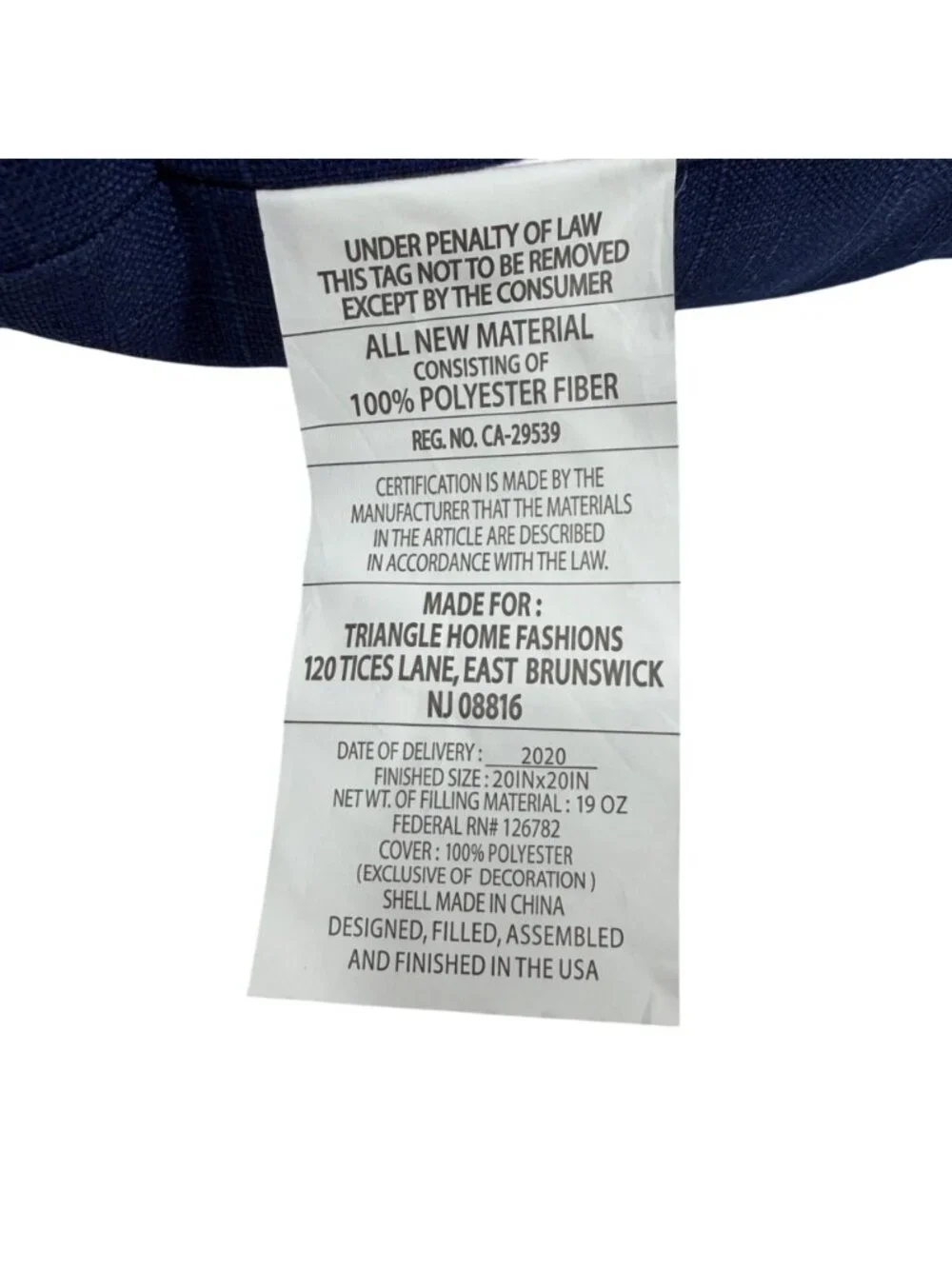 NWT Lush Decor Navy Blue Button Accent Outdoor Pillow Cushion 20x20 Waterproof